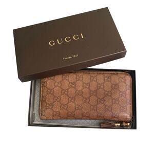 Gucci tassle brown OLD LIBECCIO GG leather organizer wallet